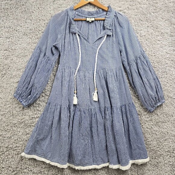 Tuckernuck Women Mini Dress Size XS Striped Tiered Coastal Cover Up Beachwear - Picture 1 of 12